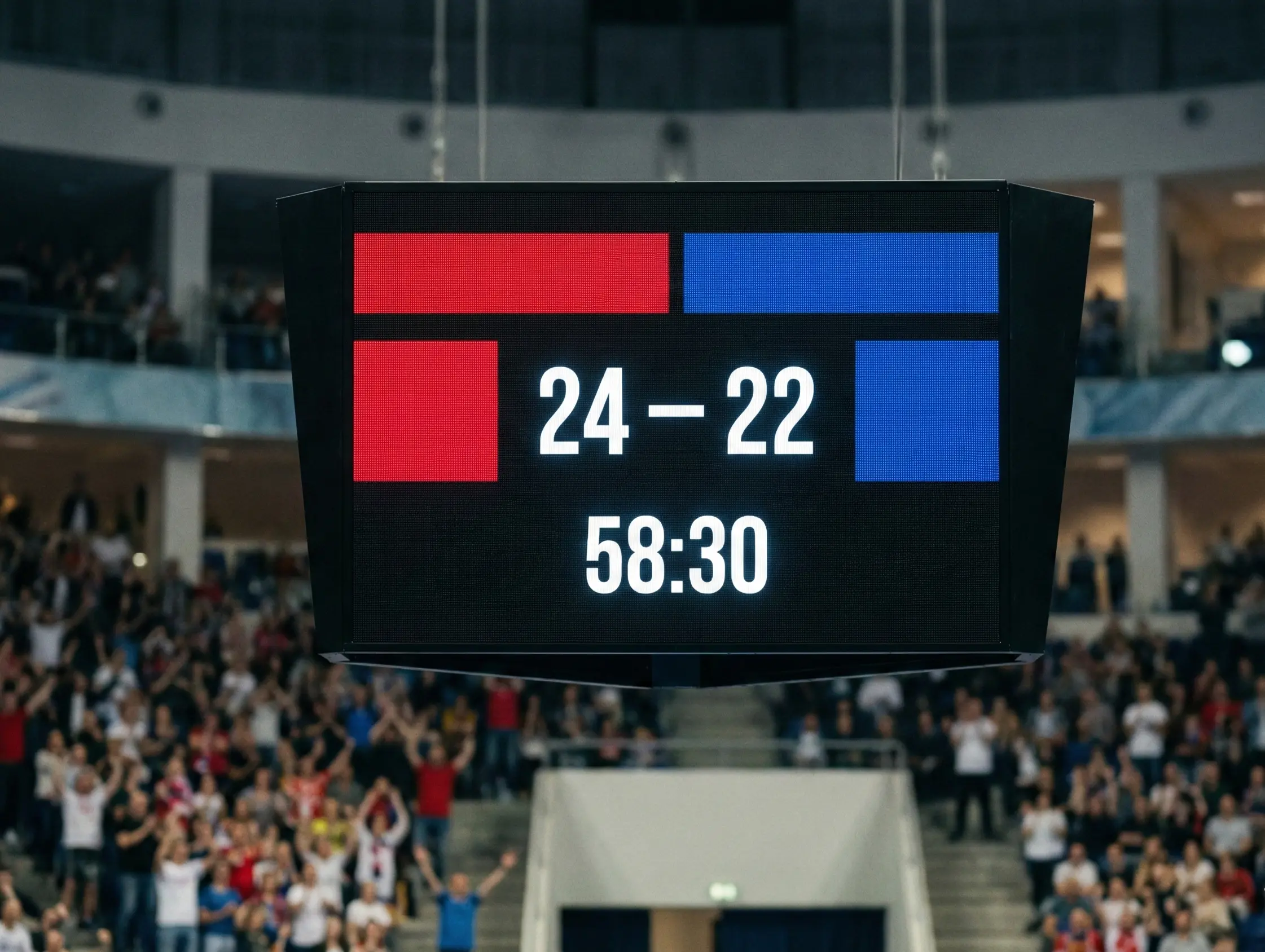 Handball-Anzeigetafel mit Spielstand