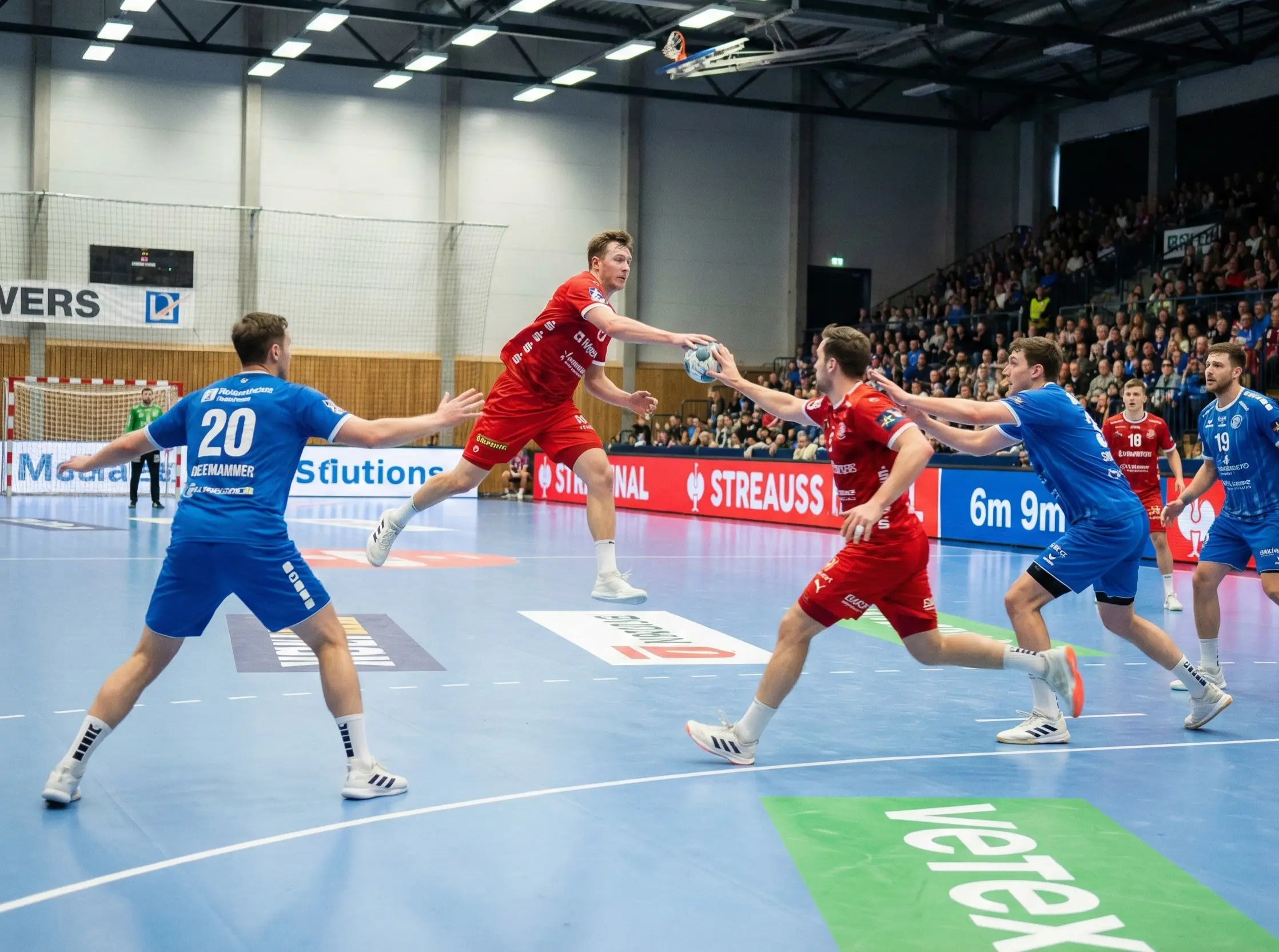 Offensives Handball-Spiel mit vielen Toren