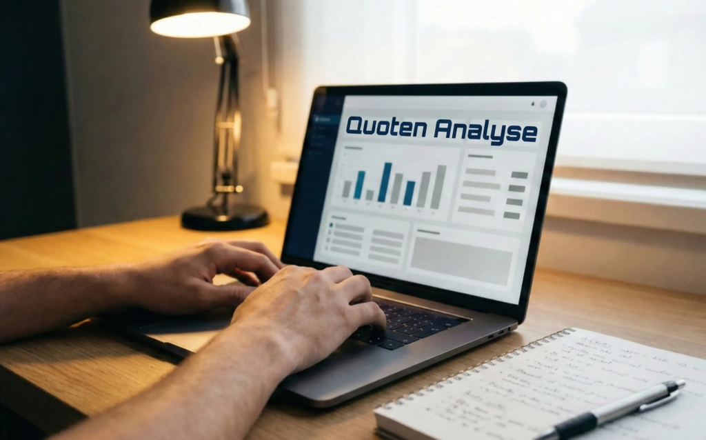 Person analysiert Handball-Wettquoten auf einem Laptop mit Statistiken