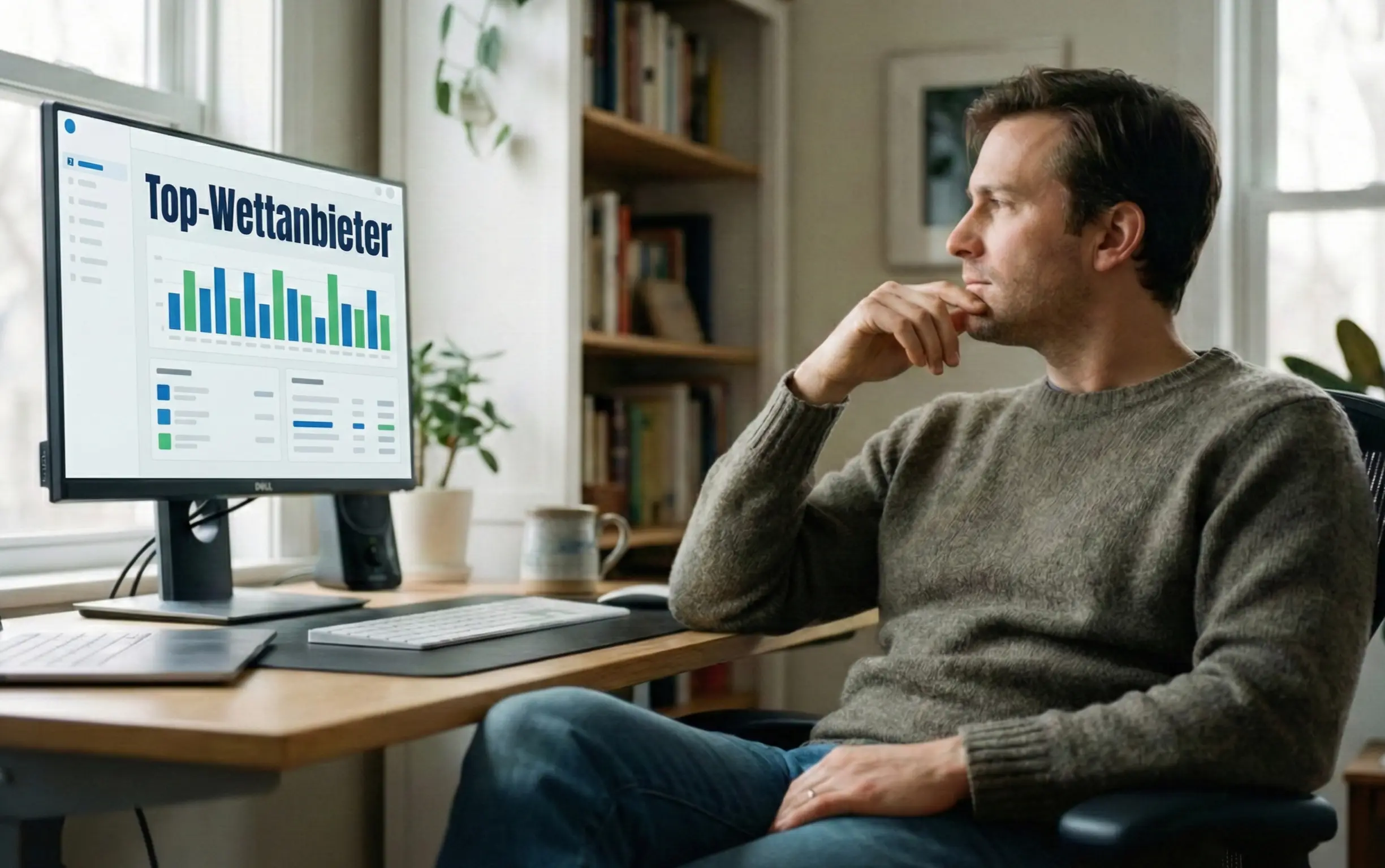 Laptop mit Sportwetten-Analyse und Quotenvergleich