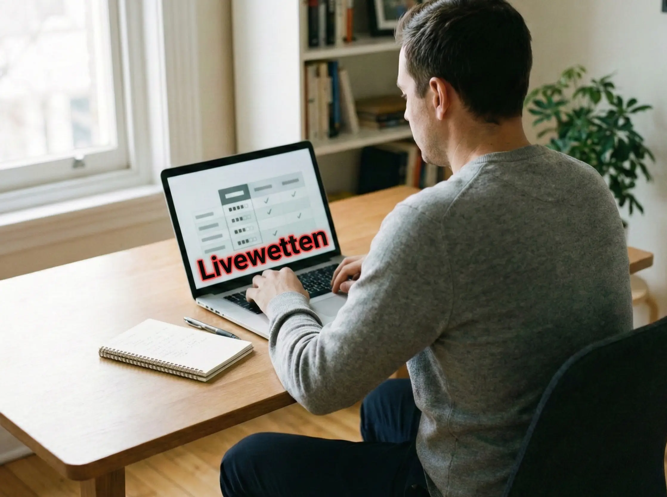 Person recherchiert Wettanbieter am Laptop
