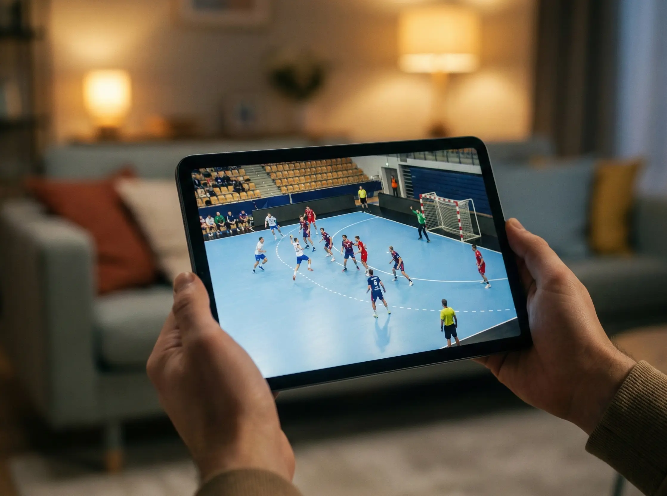 Tablet zeigt Handball-Livestream