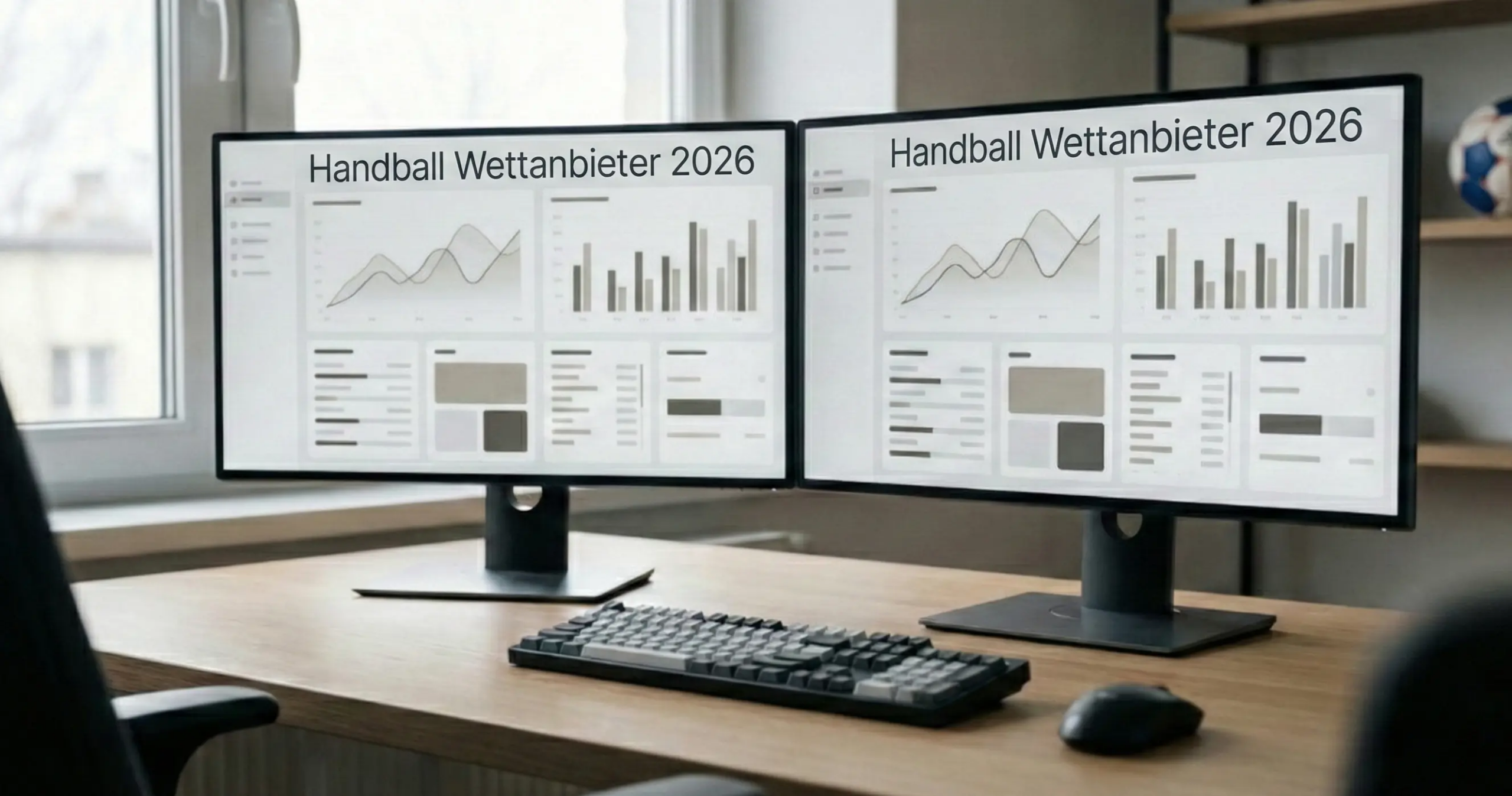Desktop mit mehreren Bildschirmen für Sportwetten-Analyse